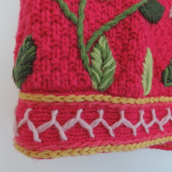 LOVESHACKFANCY Brighton Wool Blend Floral Knit Pink Cloak Cottagecore Coquette - Picture 8 of 16